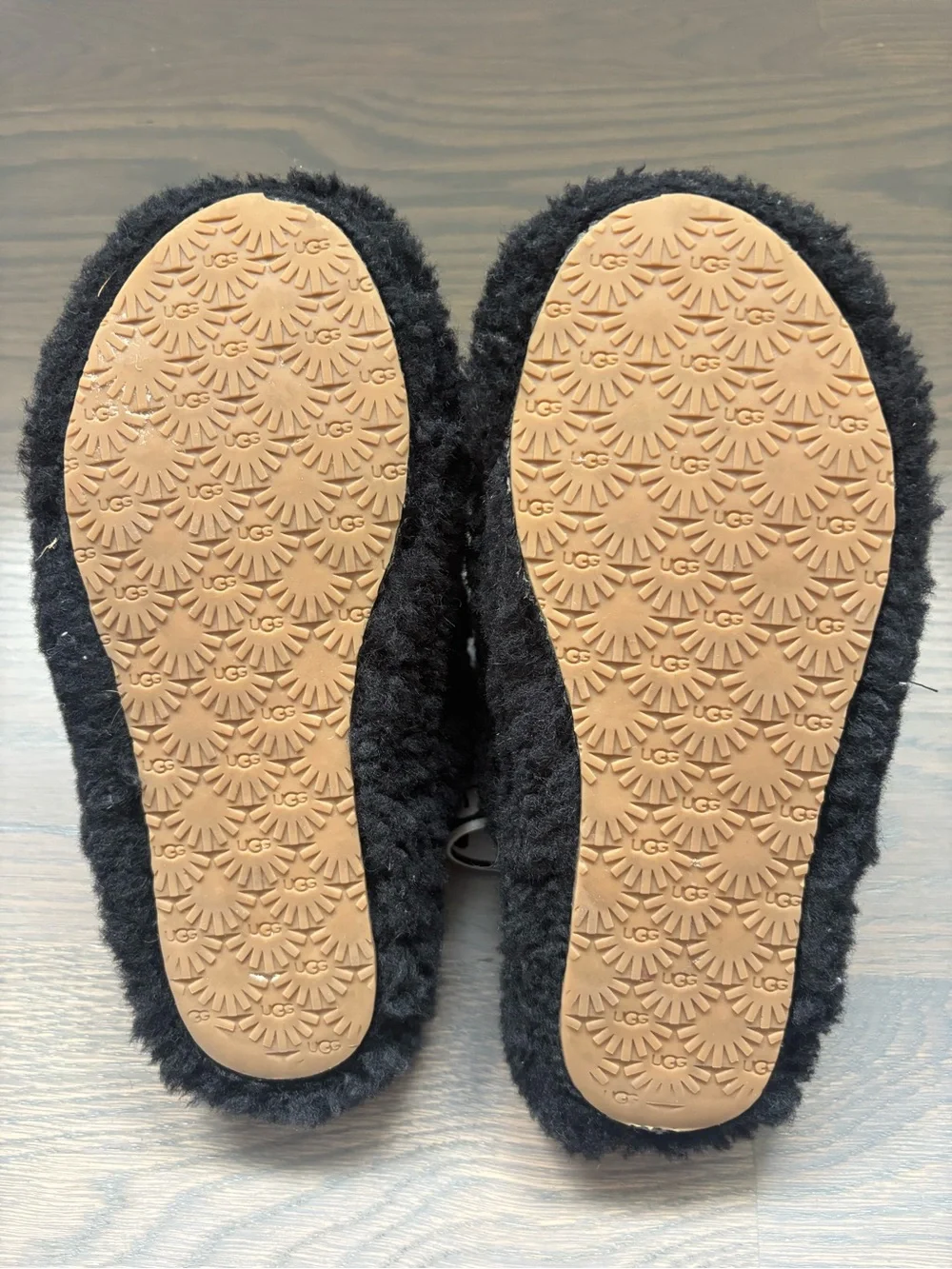 UGG Kids Black Fuzzy Slides